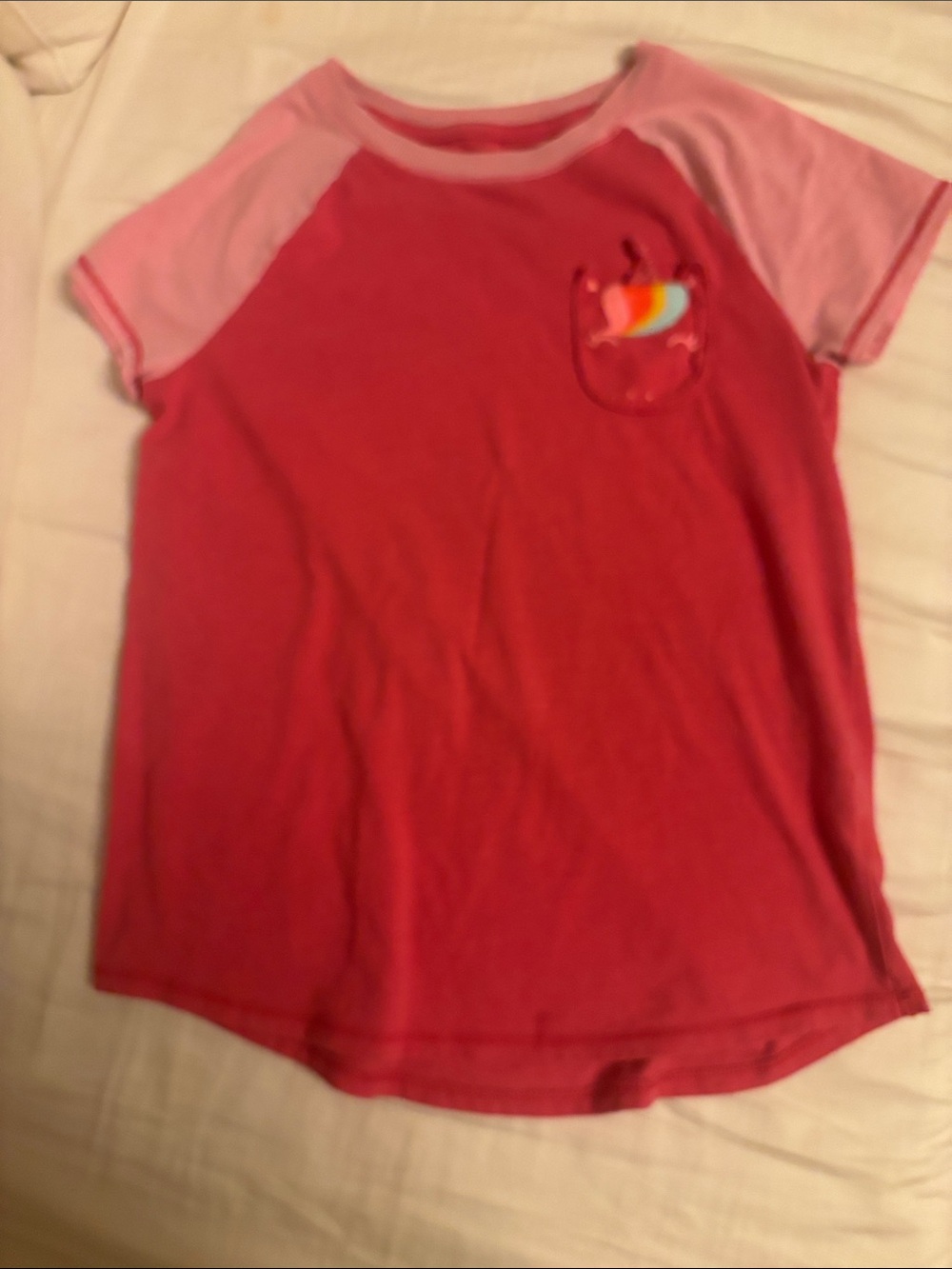 Cat & Jack Two-Tone Pink Raglan Pocket Tee